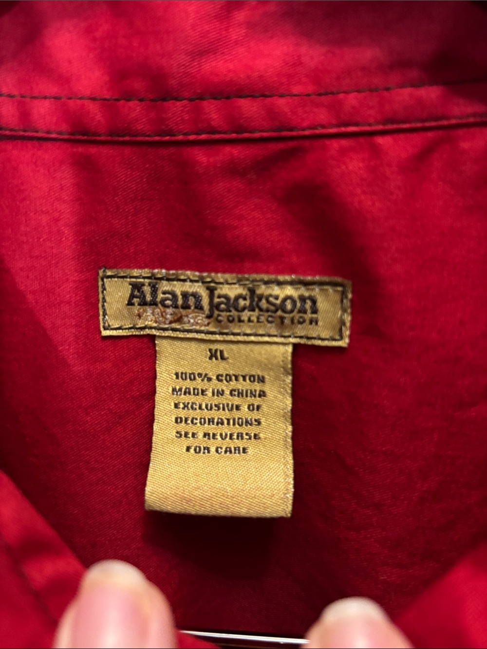 VTG Alan Jackson Collection Red Western Pearl Snap Shirt Rose Embroidered XL EUC - Picture 2 of 10